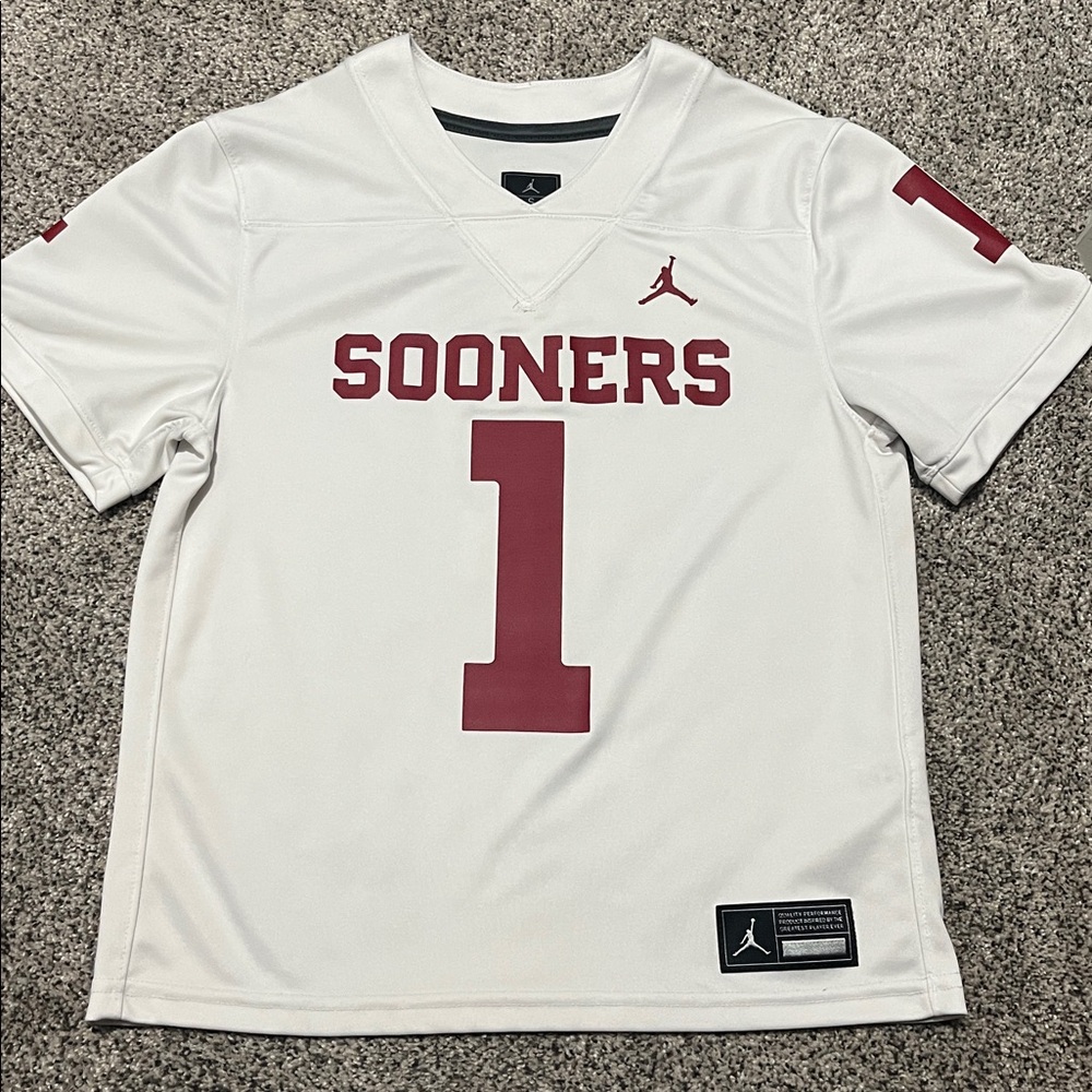 Jordan Sooners White and Red Jersey